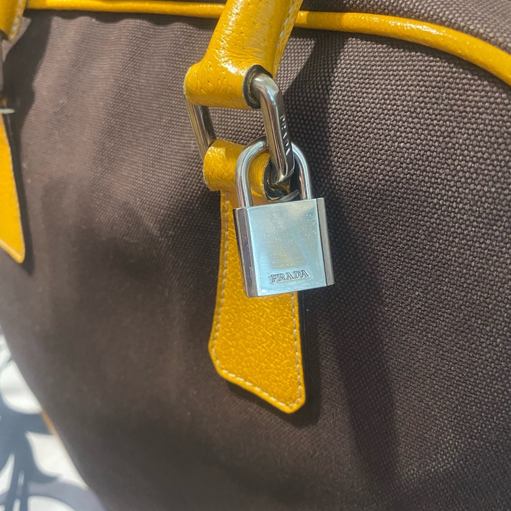 Prada Yellow and Brown Travel Bag - Picture 2 of 16